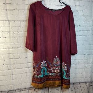 BeBop Womens Burgundy3/4 length sleeve dress size large
